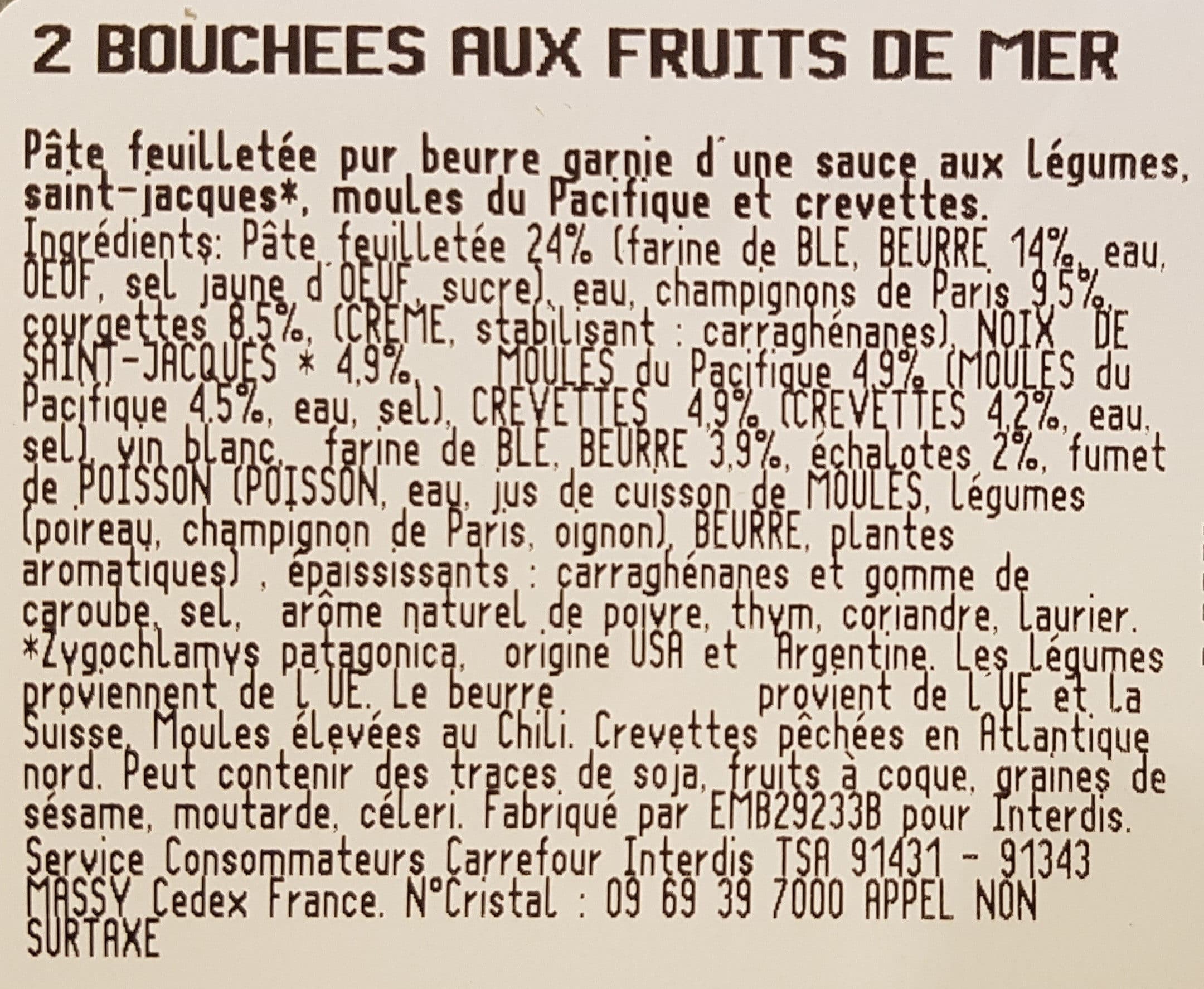 Carrefour Bouchées aux fruits de mer packshot