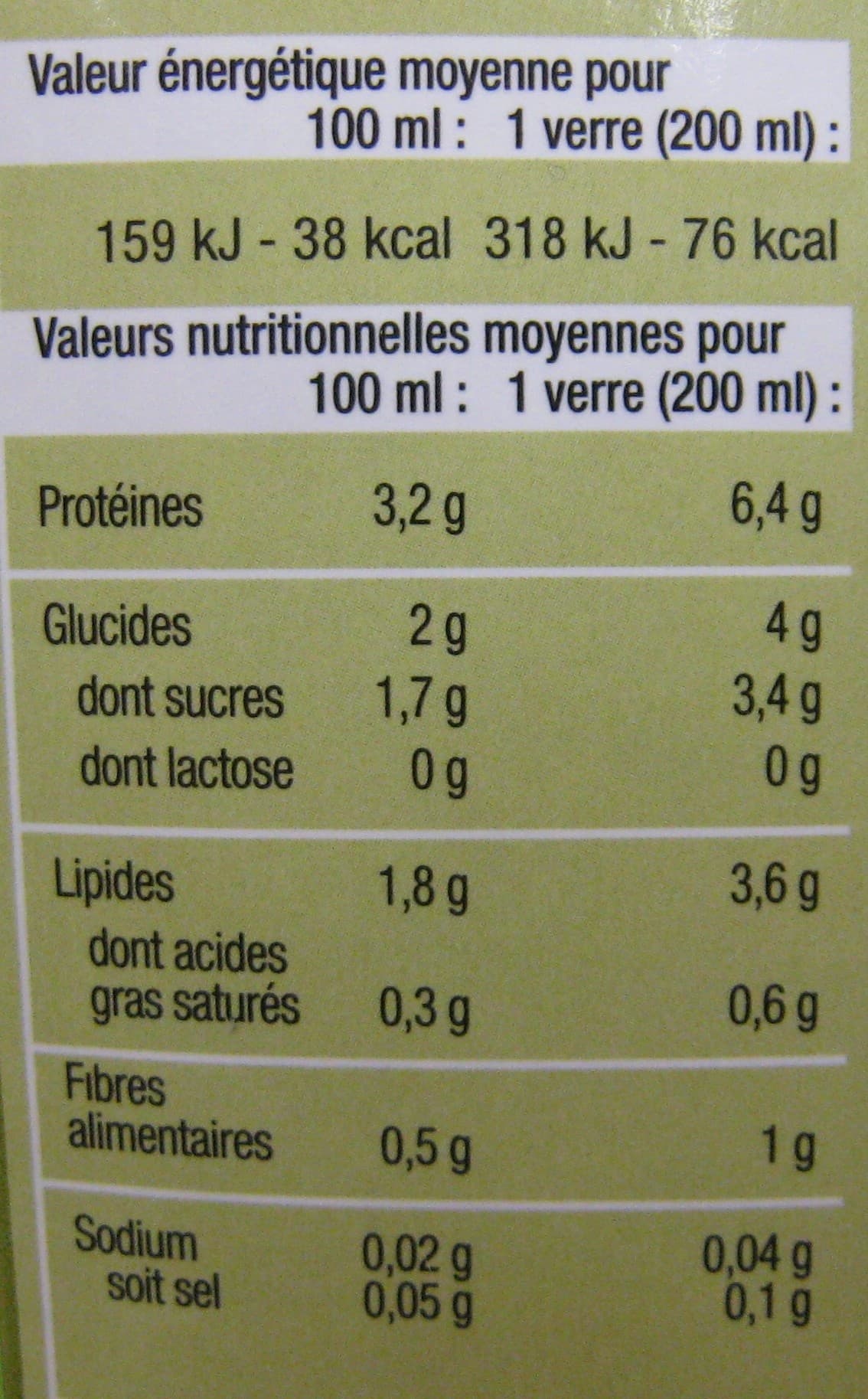 Agir Carrefour nutrition Soja, Boisson soja nature packshot