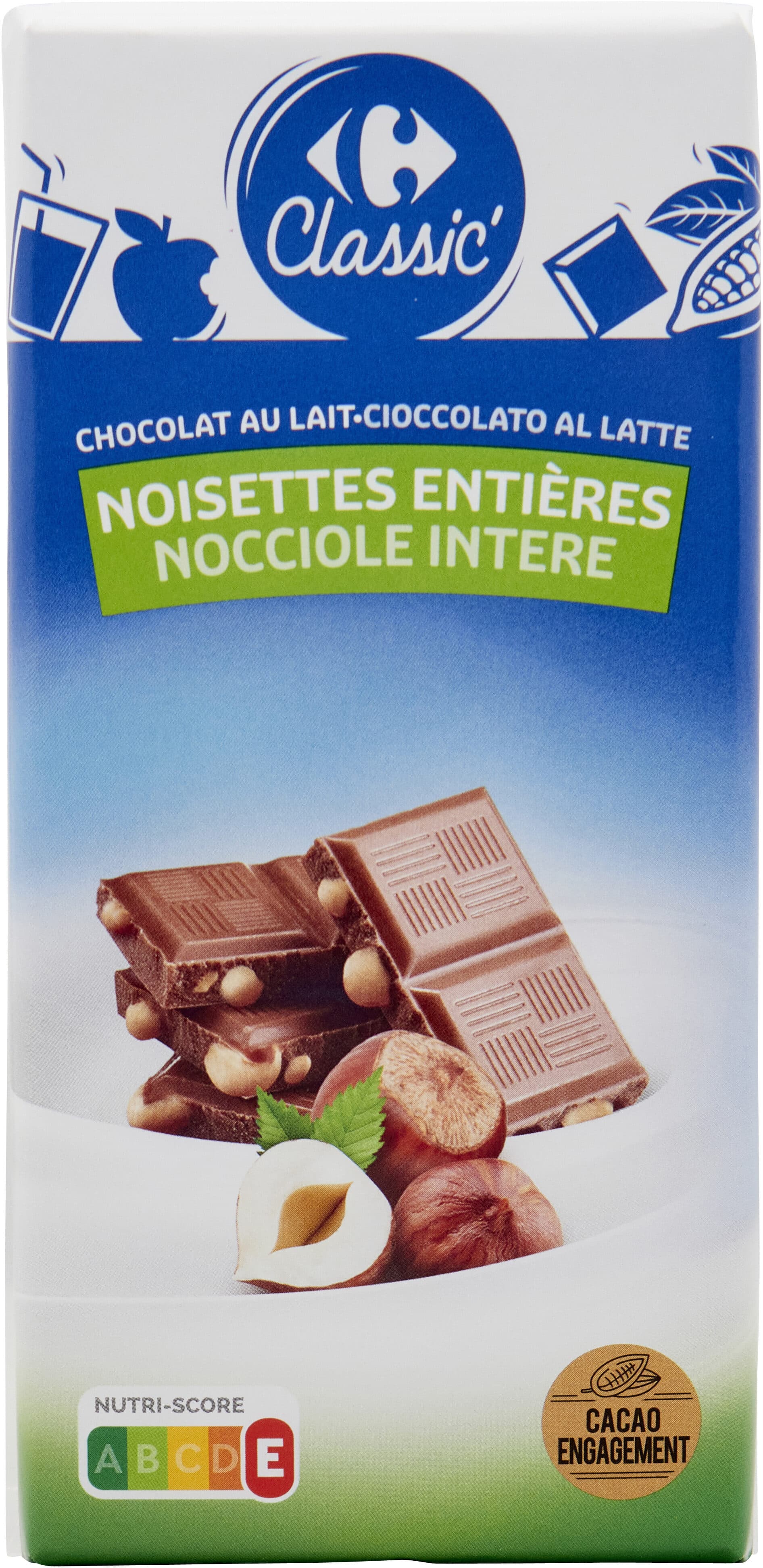 Carrefour Chocolat Au Lait Noisettes entières packshot