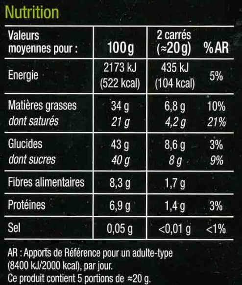 Carrefour Chocolate negro con pera packshot