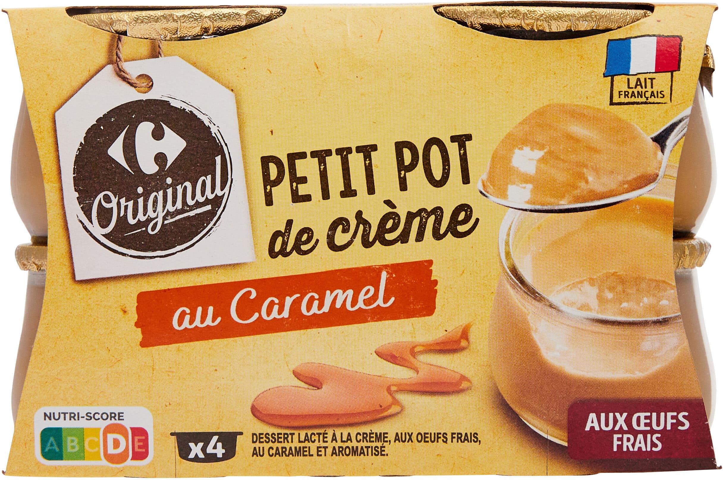 Carrefour Petit pot de crème au caramel aux oeufs frais packshot