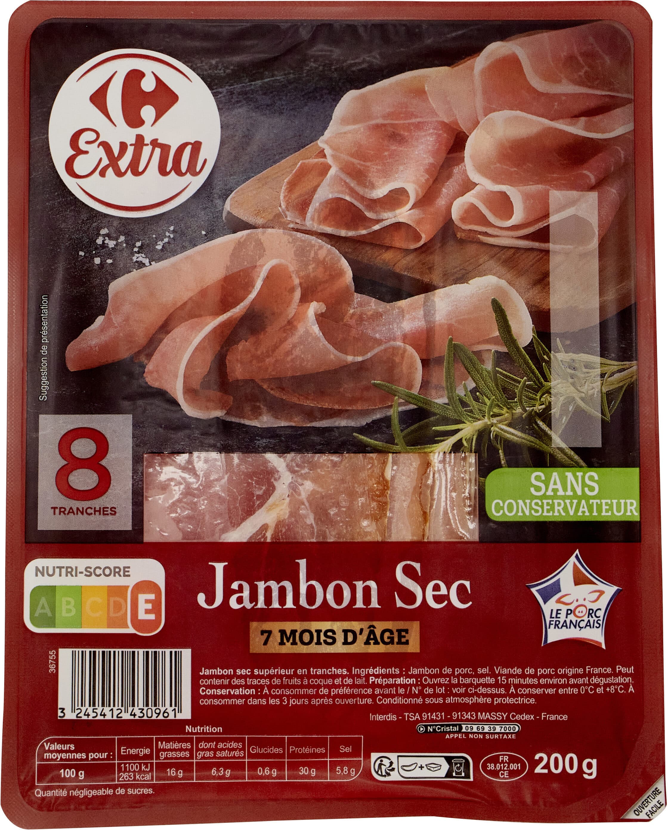Carrefour Jambon sec 7 mois d'âge packshot