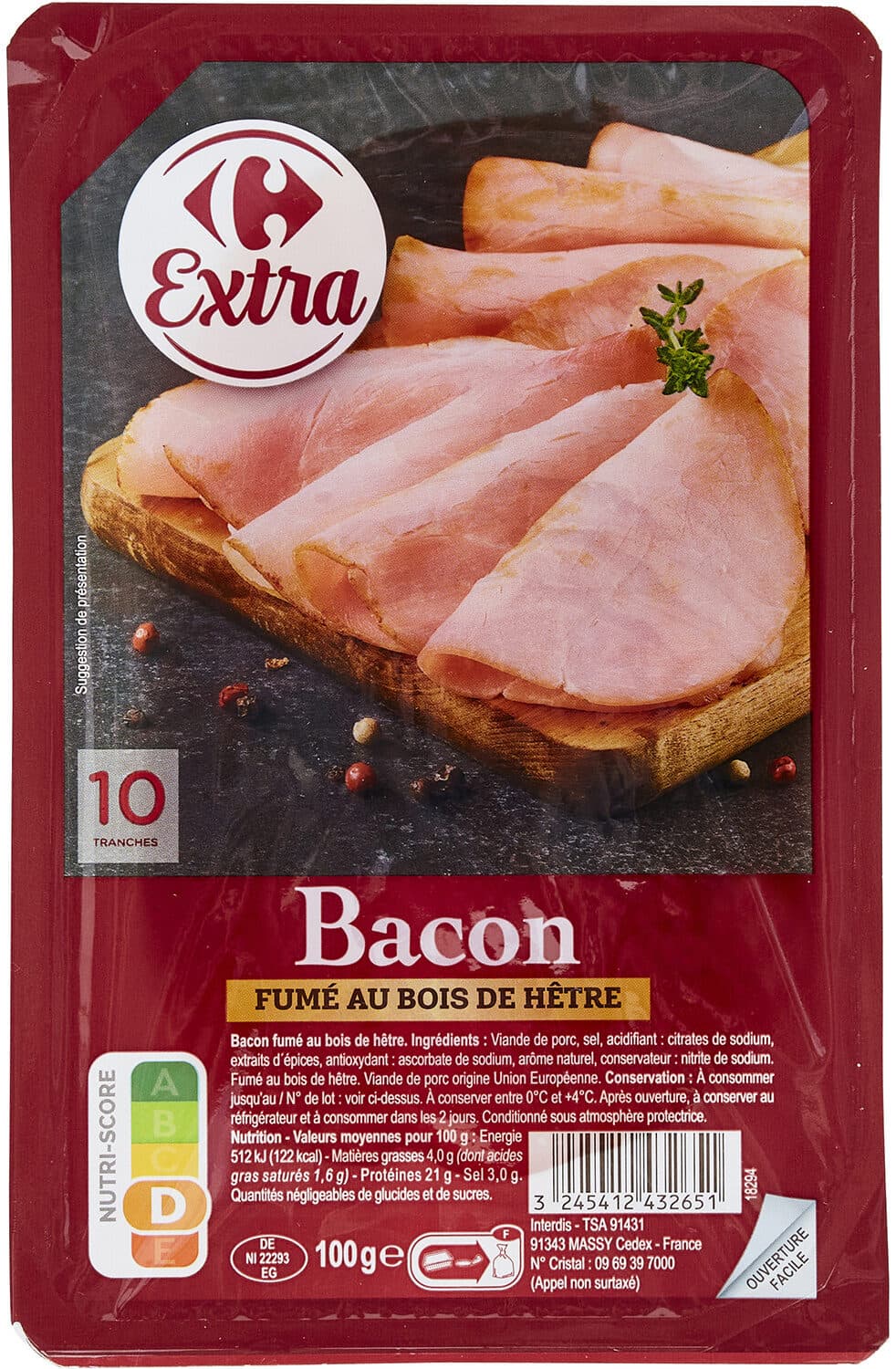Carrefour Bacon fumé au bois de hêtre packshot
