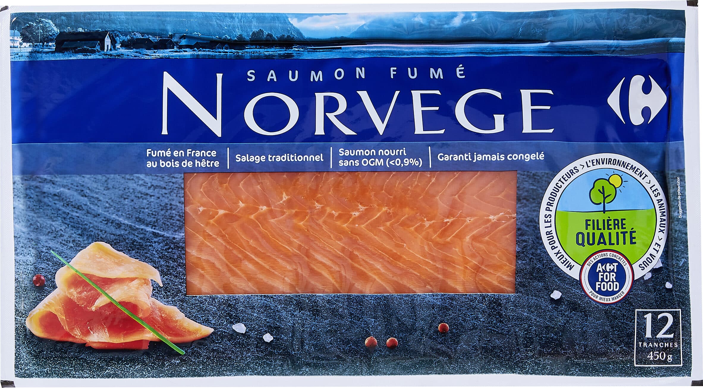 Carrefour Saumon fumé élevé en Norvège packshot