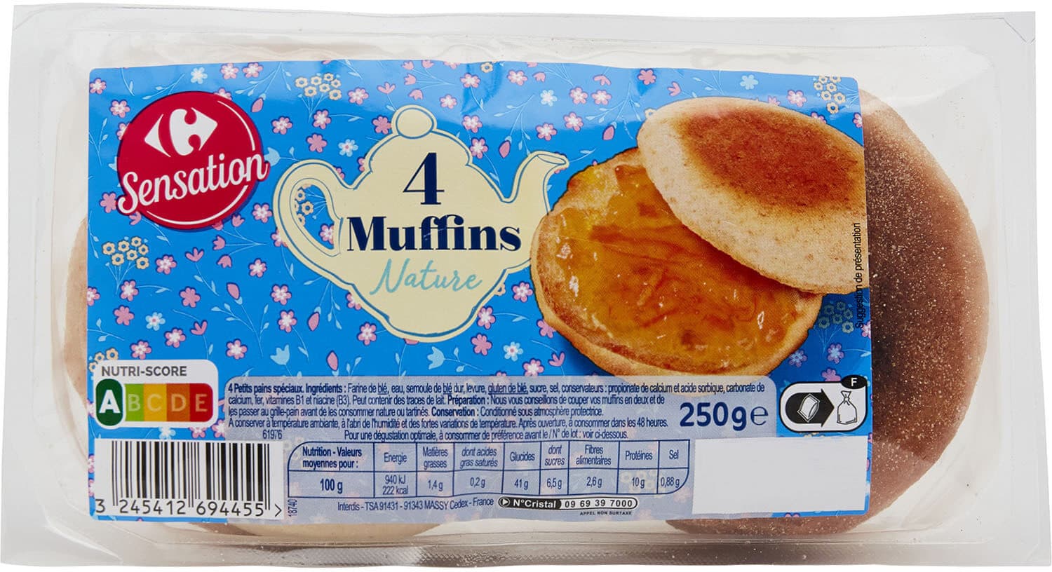 Carrefour 4 Muffins Nature packshot