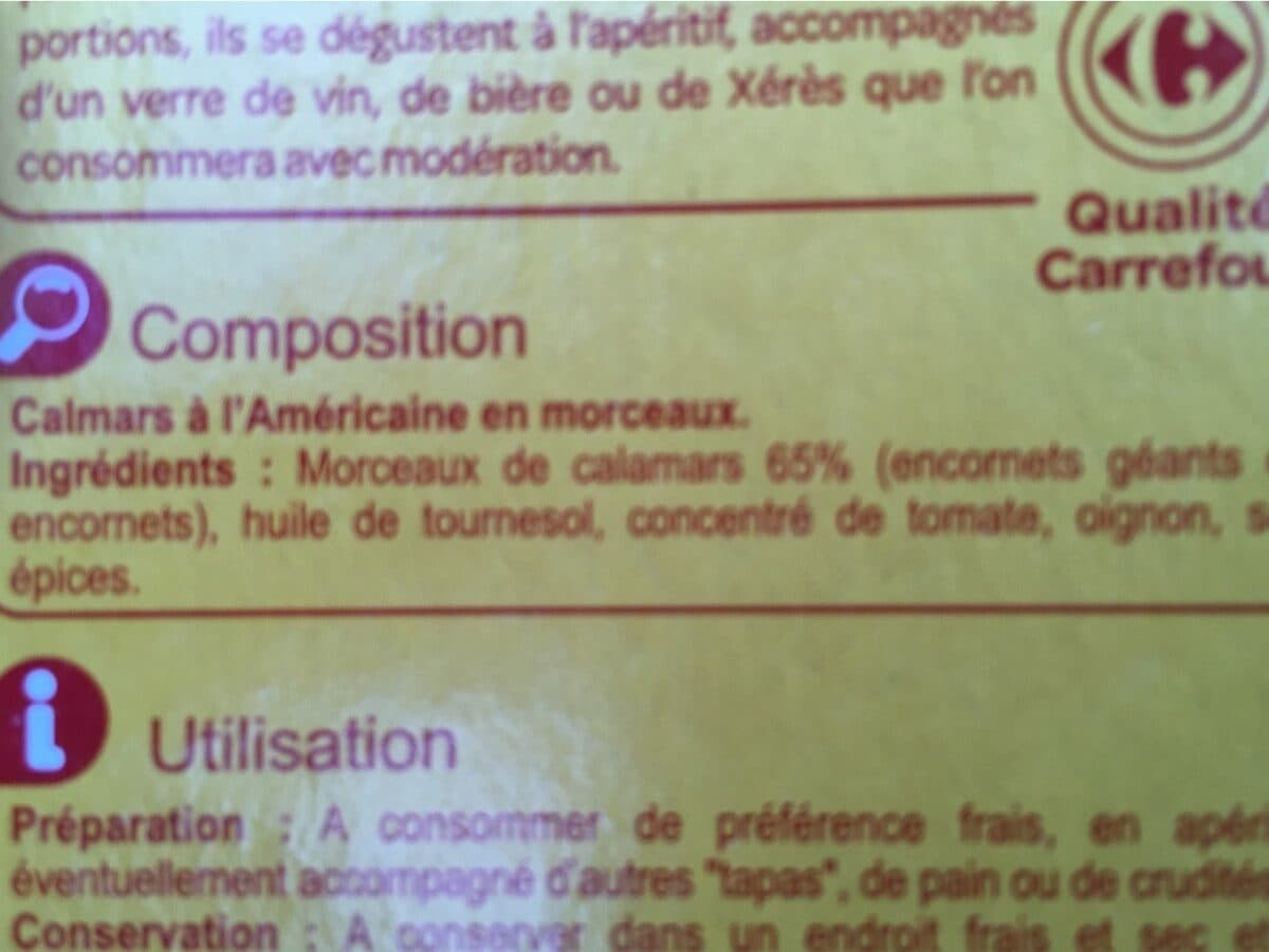Open Food Facts Calmars à L'américaine En Morceaux packshot