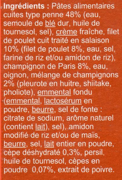 Carrefour Penne au poulet Sauce Champignons packshot