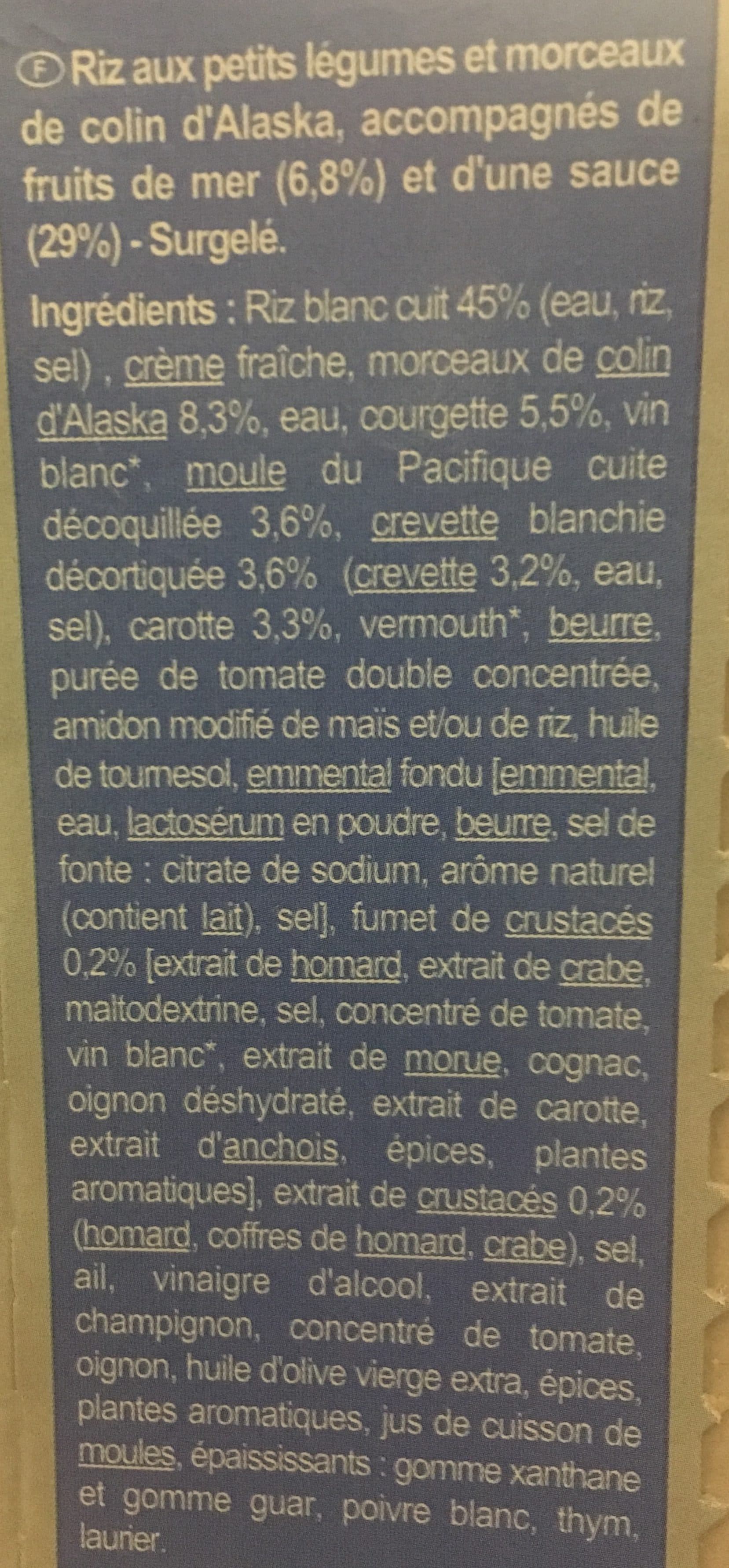 Carrefour Colin d'Alaska et riz et duo de fruits de mer packshot