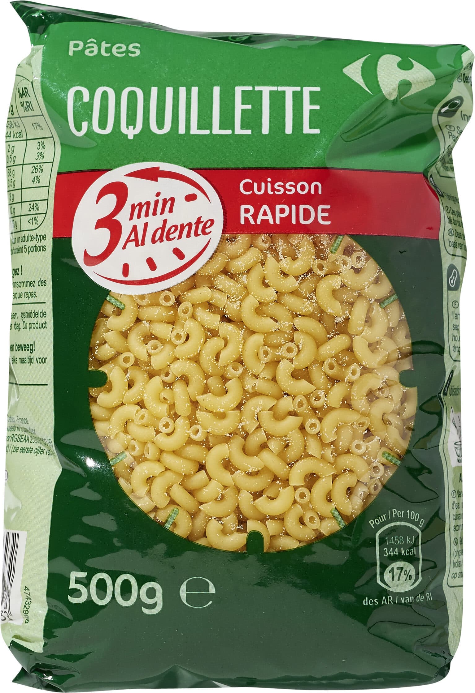 Carrefour 3 min COQUILLETTE packshot