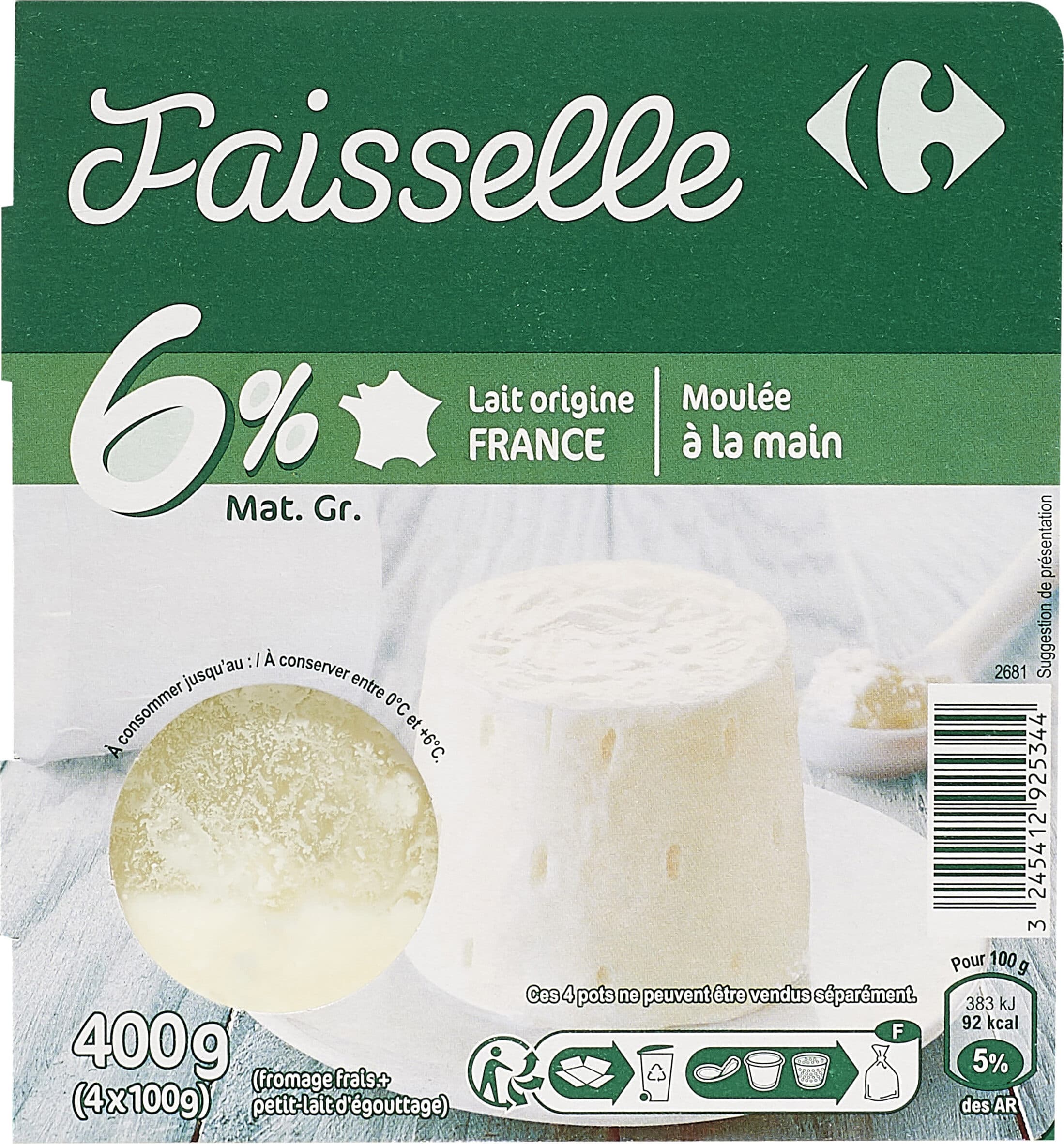 Carrefour Faisselle Moulée à la main packshot