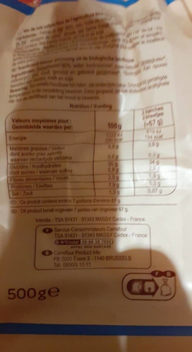 Carrefour BIO Grandes tranches Nature packshot