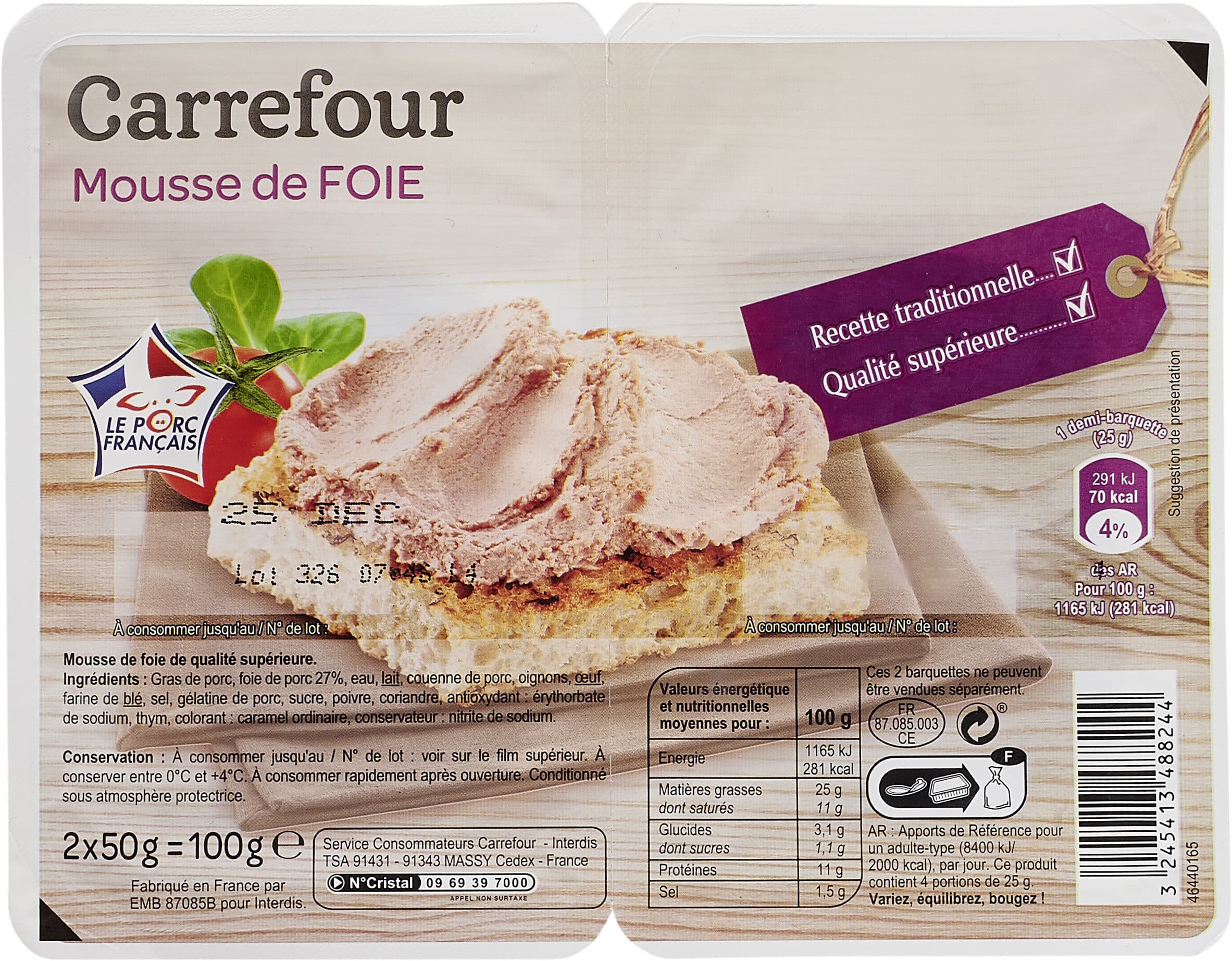 Carrefour Mousse de foie packshot