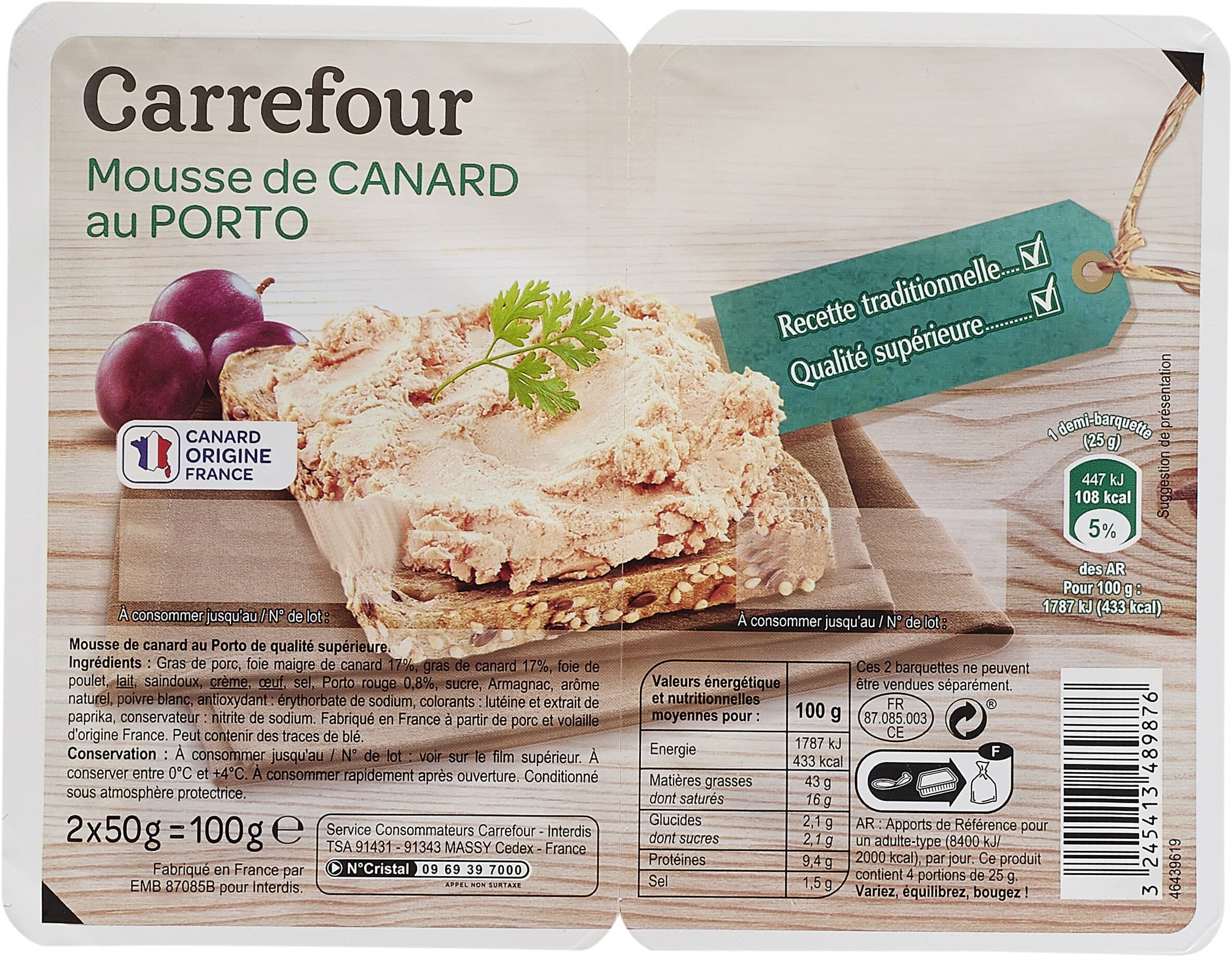 Carrefour Mousse de Canard Au Porto packshot