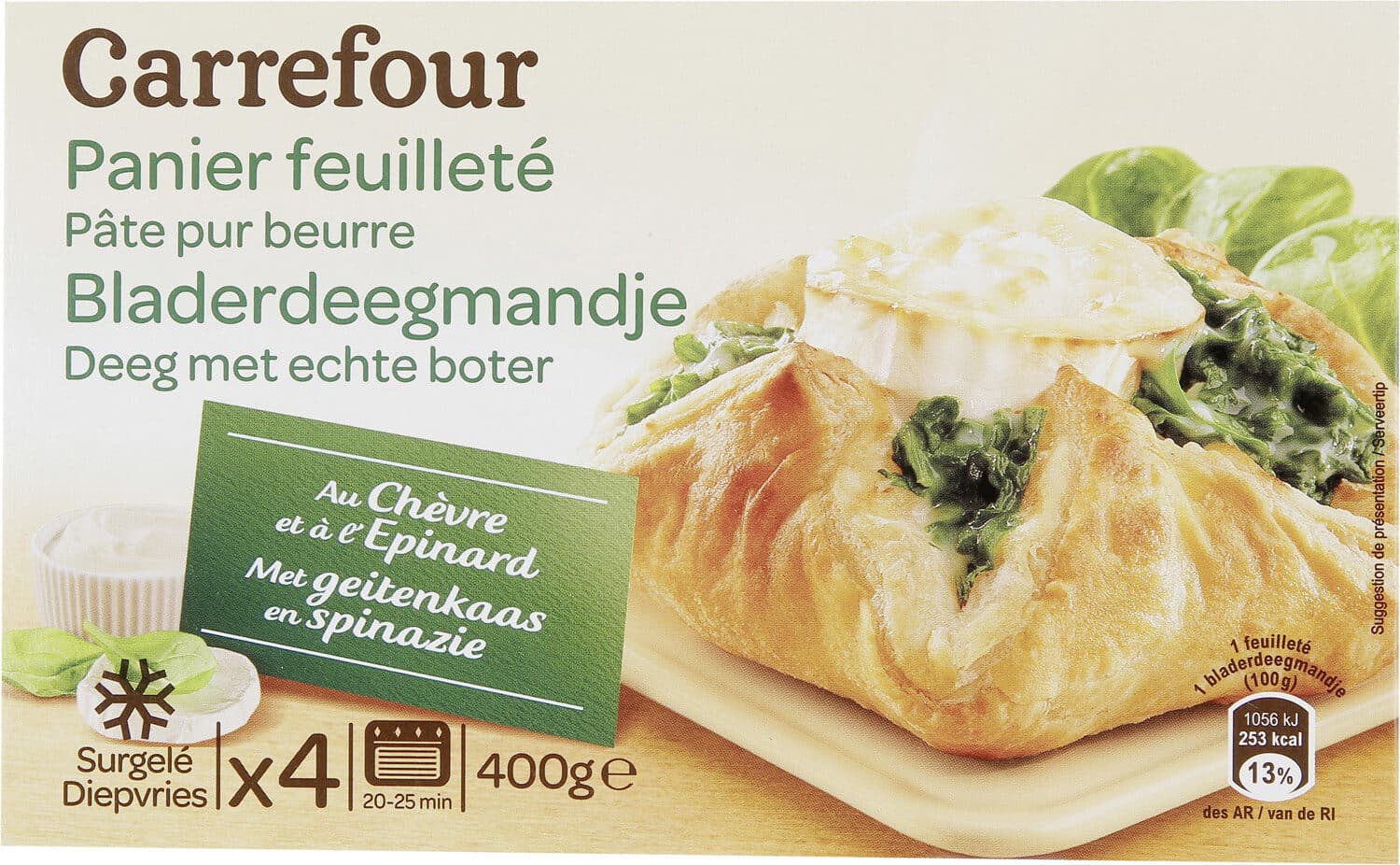 Carrefour Paniers feuilletés Chèvre Épinards packshot
