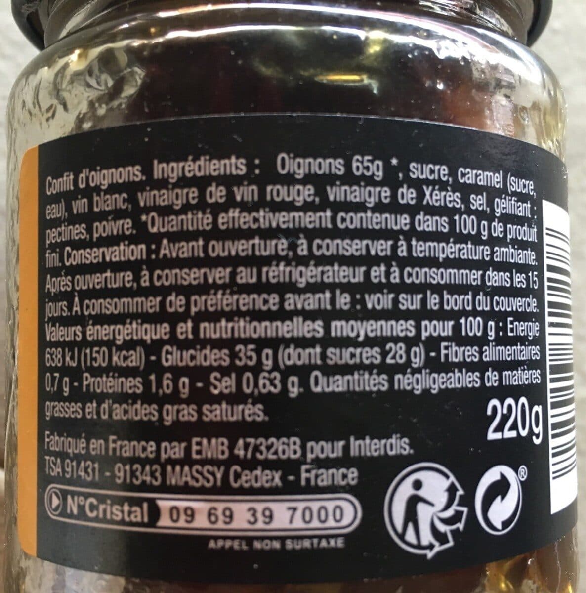 Carrefour Confit d'oignons cuit au chaudron packshot