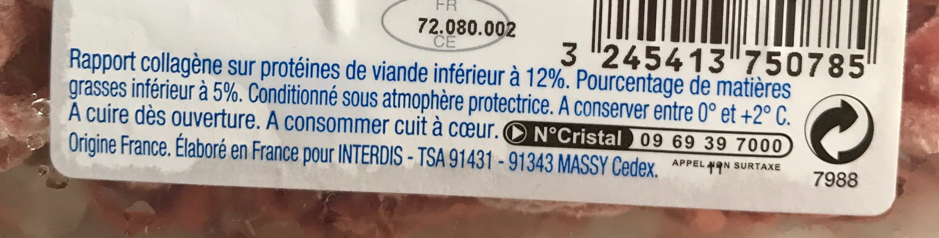 Carrefour Viande hachée pur boeuf (5% MG) packshot