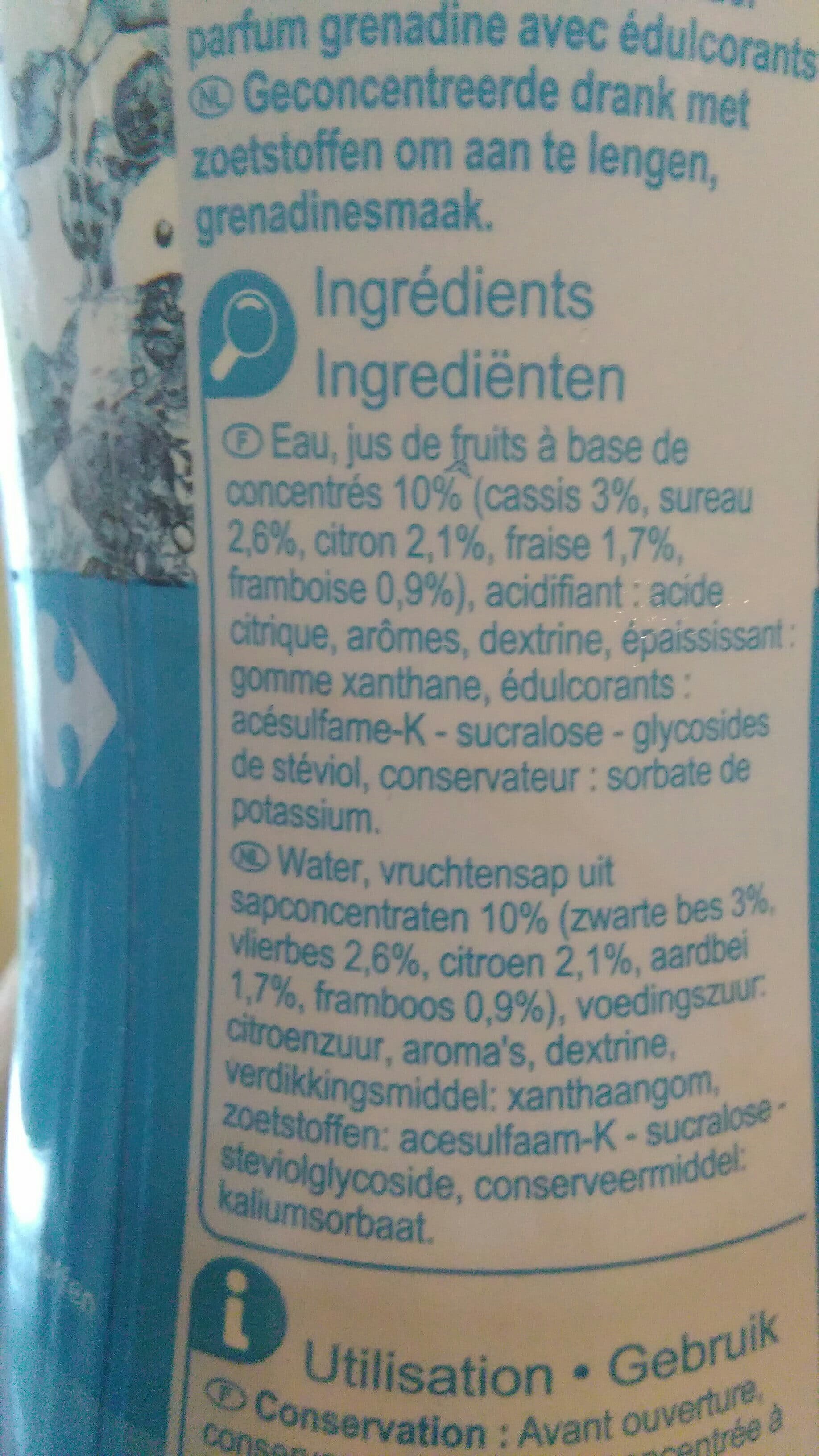 Carrefour Zéro sucres* Saveur Grenadine packshot