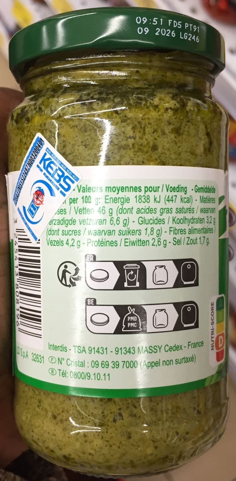 Carrefour Pesto verde packshot