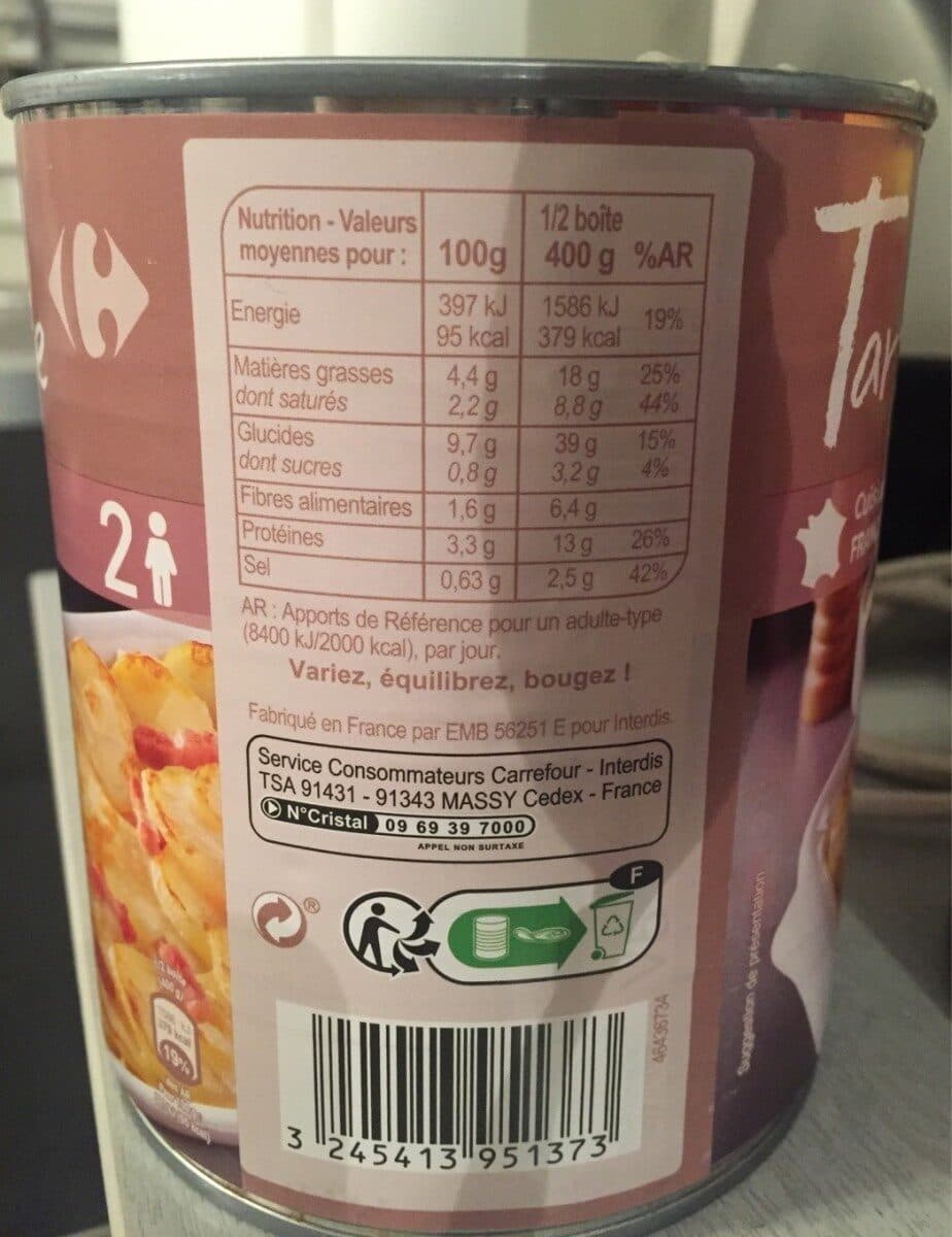 Carrefour Tartiflette a la creme fraiche packshot