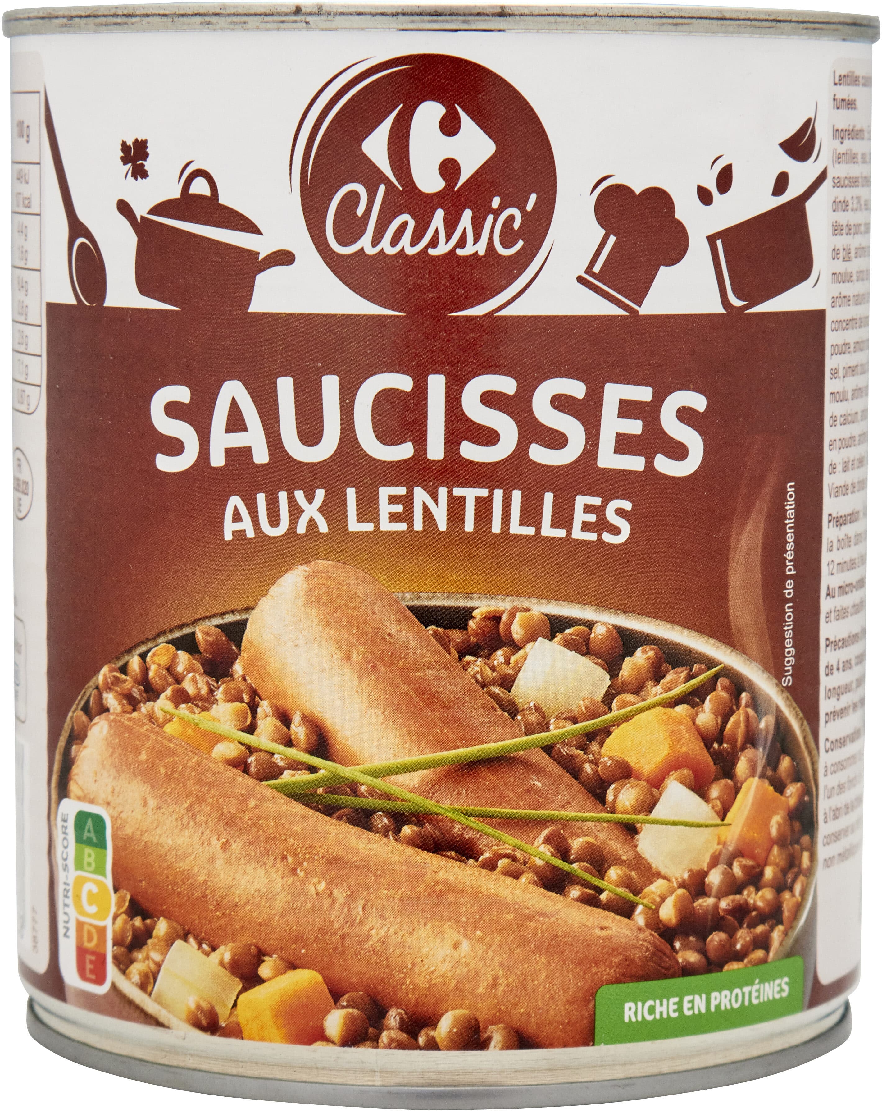 CARREFOUR CLASSIC' Saucisses aux Lentilles Cuisinées packshot