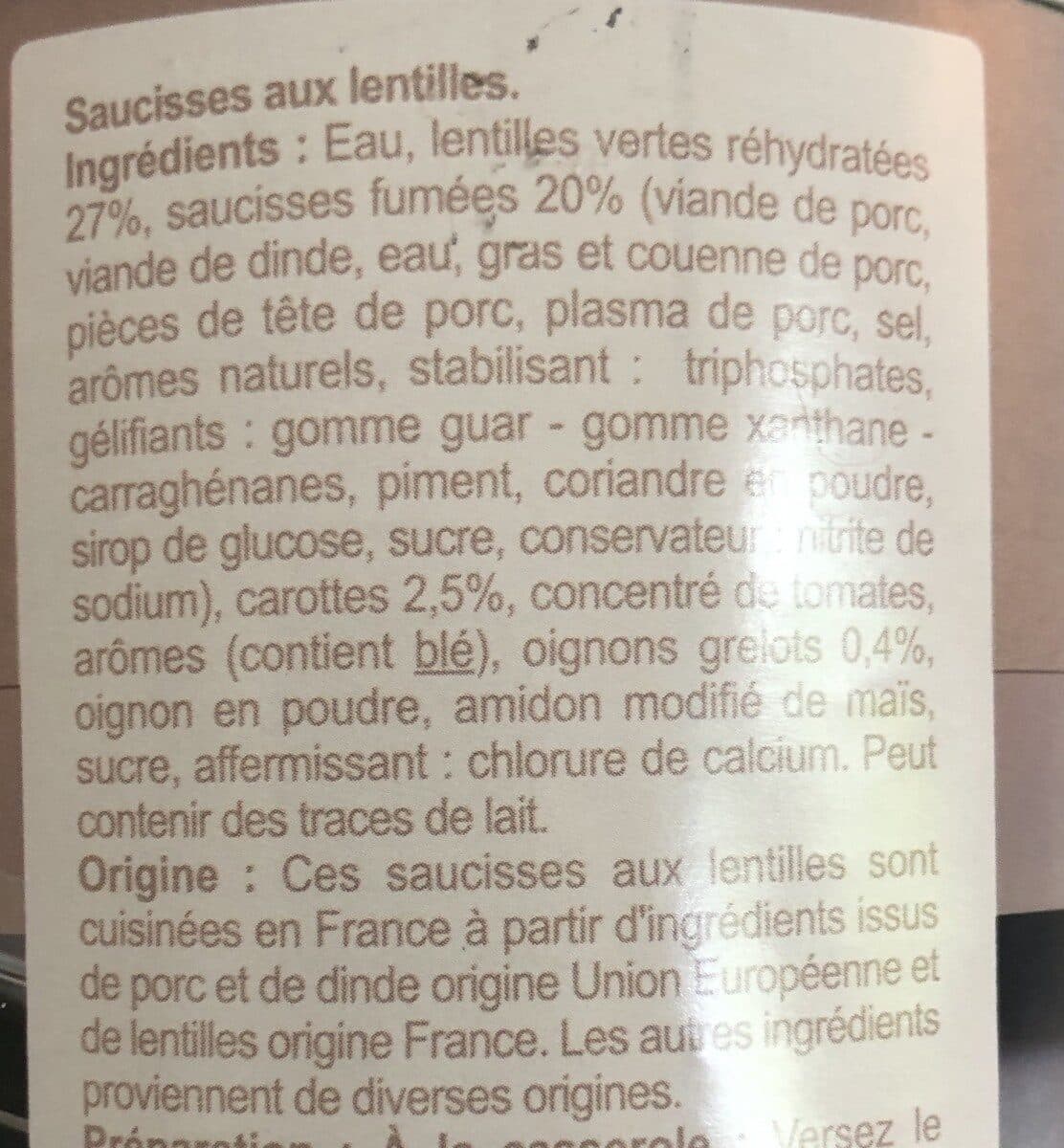 CARREFOUR CLASSIC' Saucisses aux Lentilles Cuisinées packshot