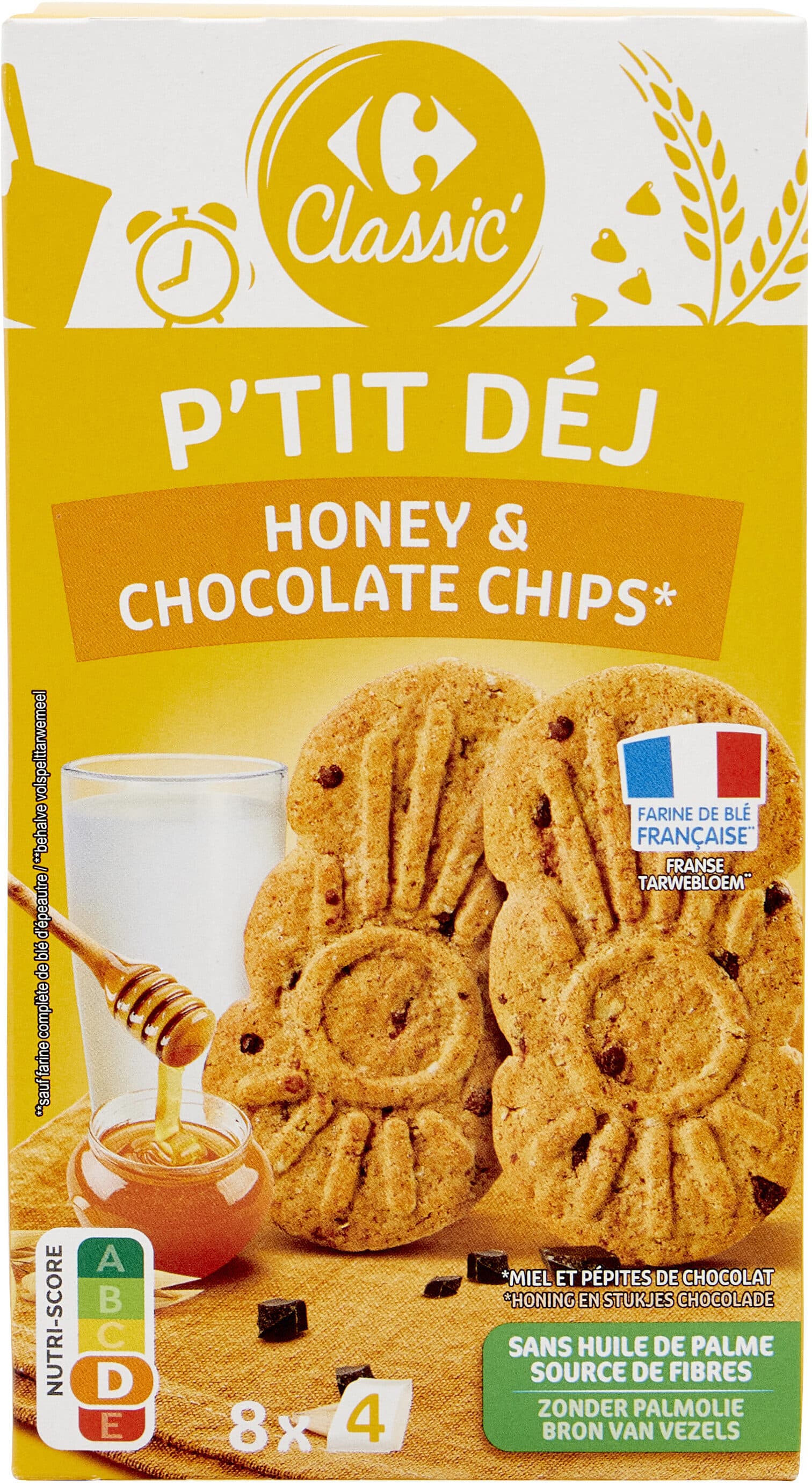Carrefour P'tit Déj Honey & chocolate chips* packshot