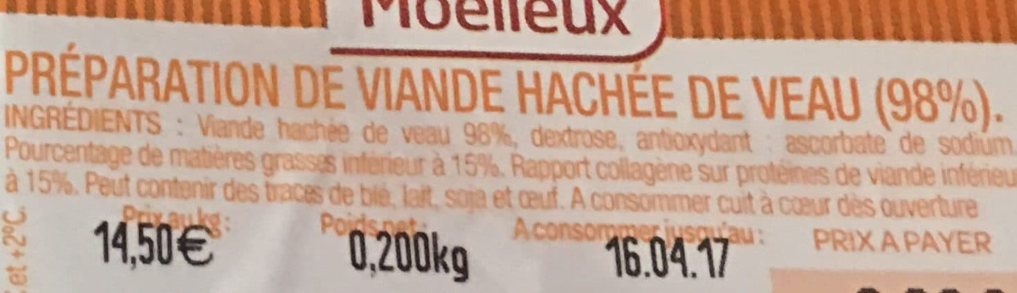 Carrefour Haché de veau moelleux packshot