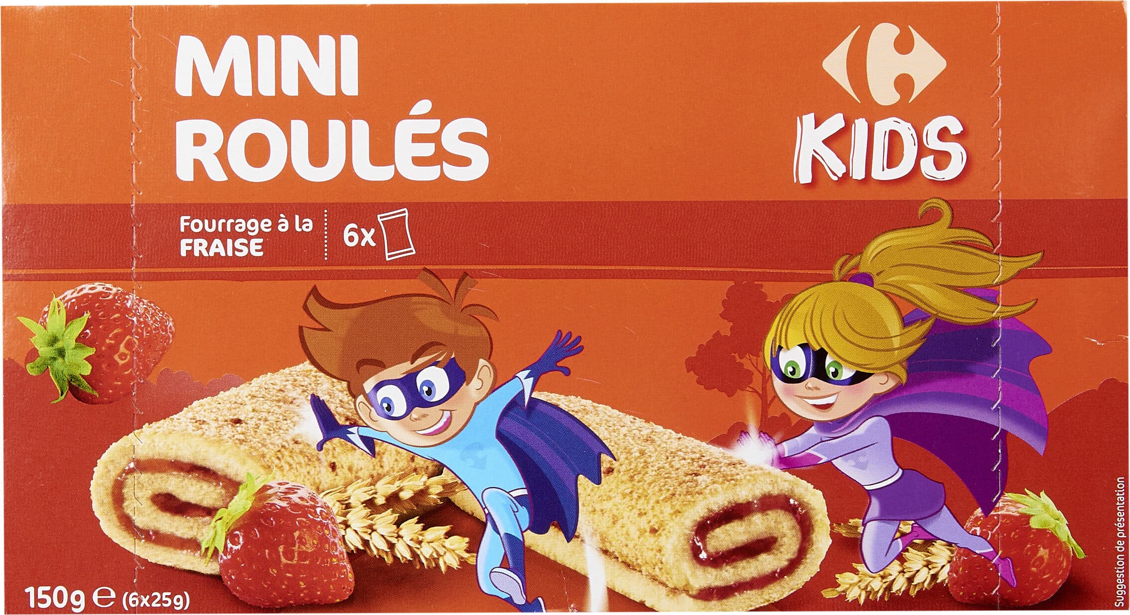 Carrefour Mini roulés Fourrage à la fraise packshot
