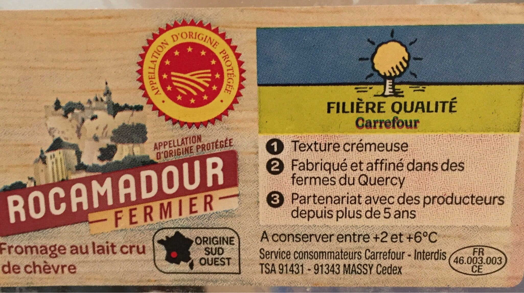 Carrefour 2X35G Rocamadour Fermier Eqc Aoc packshot