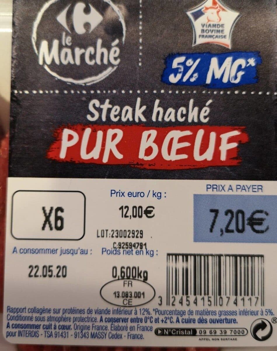 Carrefour Steak Haché Pur Boeuf 5% packshot