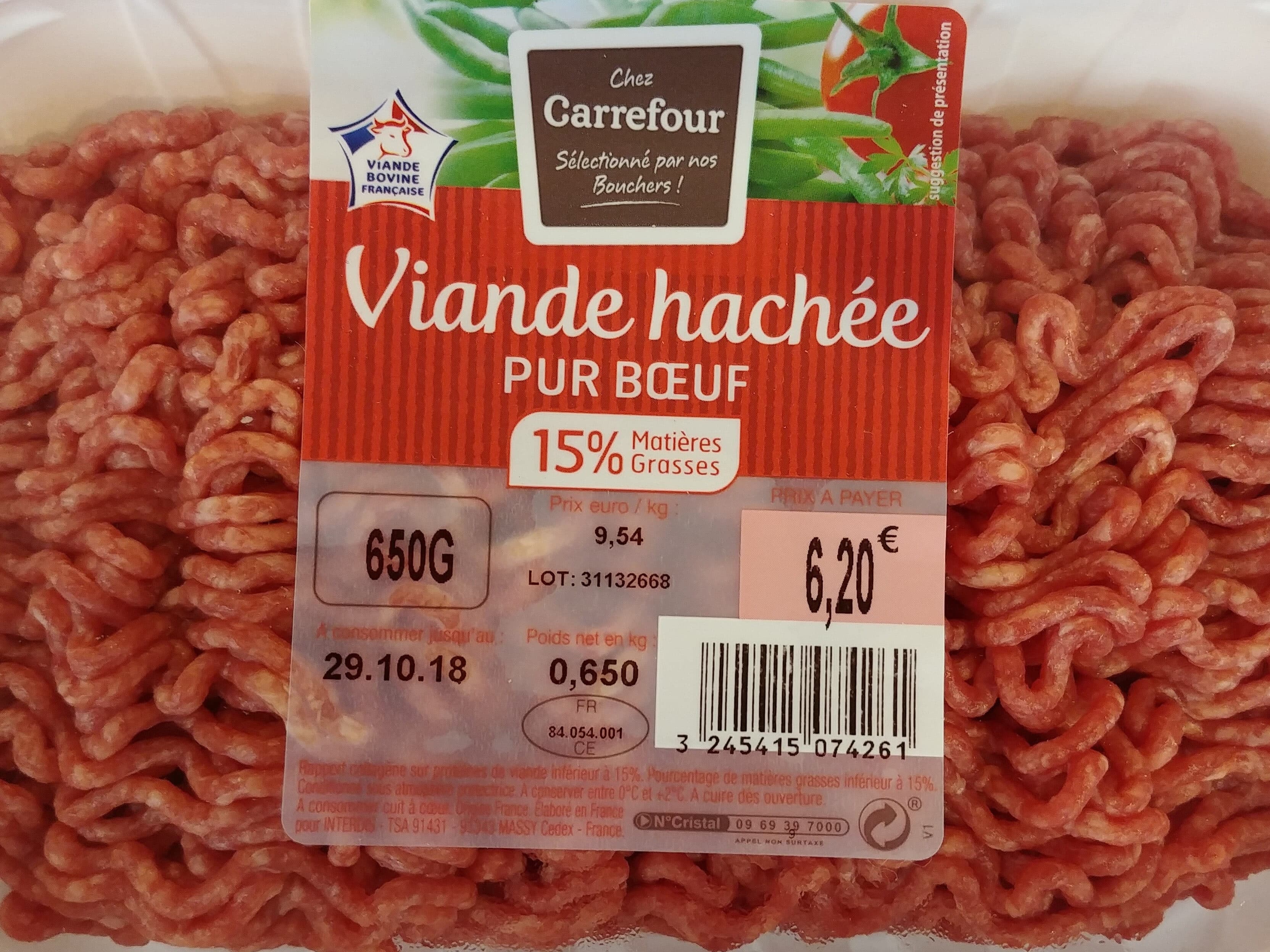 Carrefour Viande hachée pur boeuf packshot
