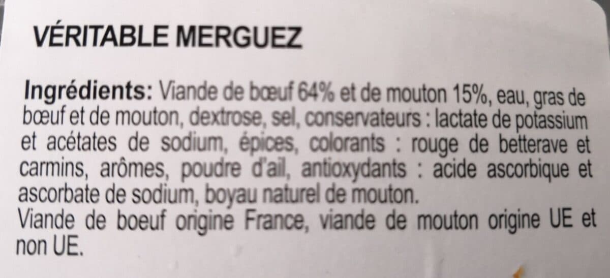 Carrefour Véritable Merguez Boeuf & Mouton (x 12) packshot