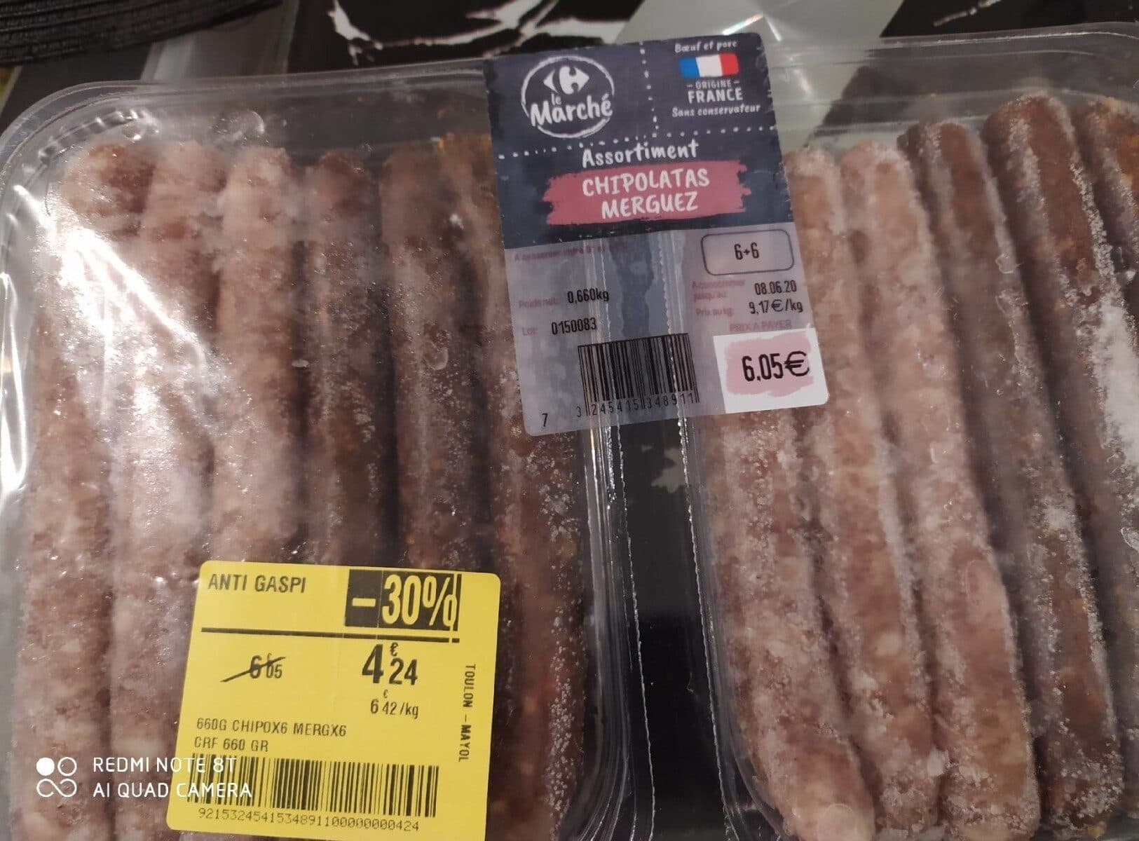 Open Food Facts Assortiment chipolatas, véritables merguez, saveurs variées packshot