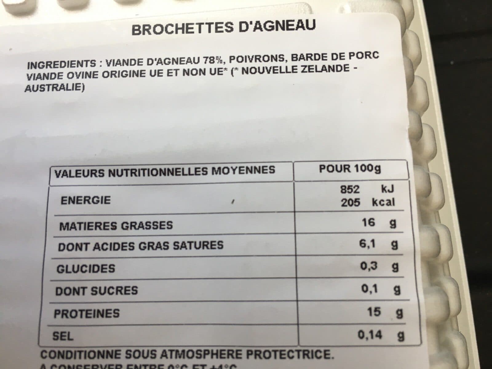 Open Food Facts Brochettes d'agneau gourmandes packshot