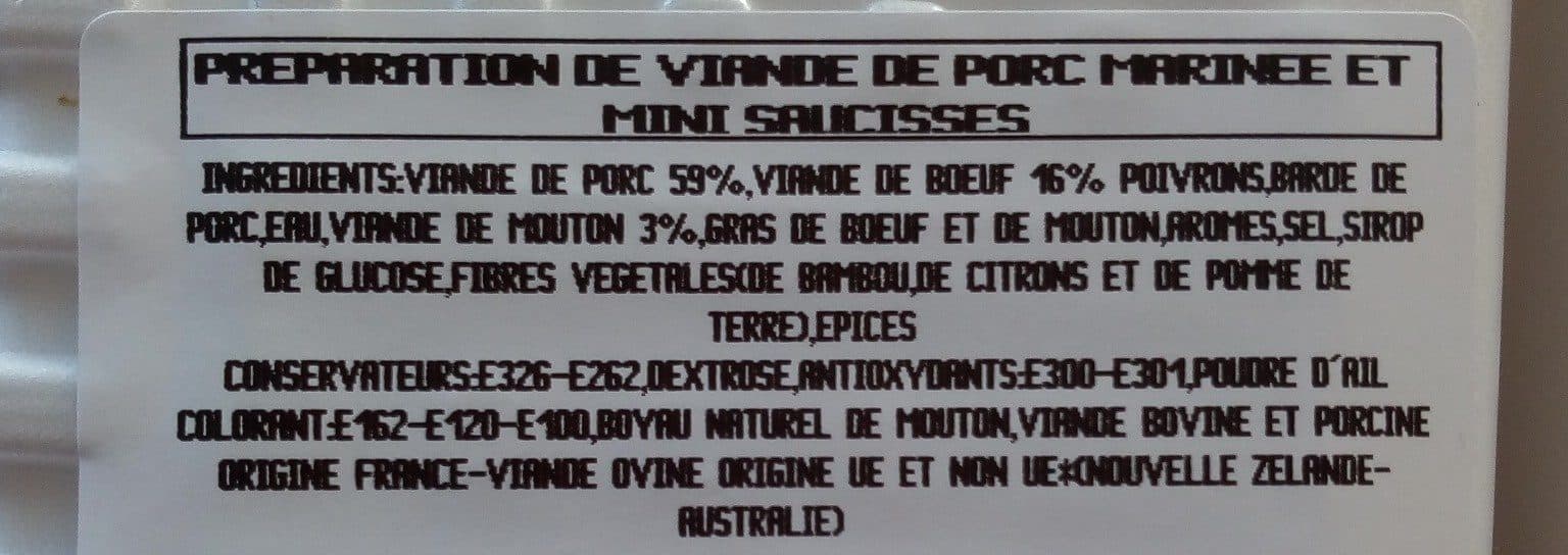 Open Food Facts Brochettes de porc & mini saucisses, spécial barbecue packshot