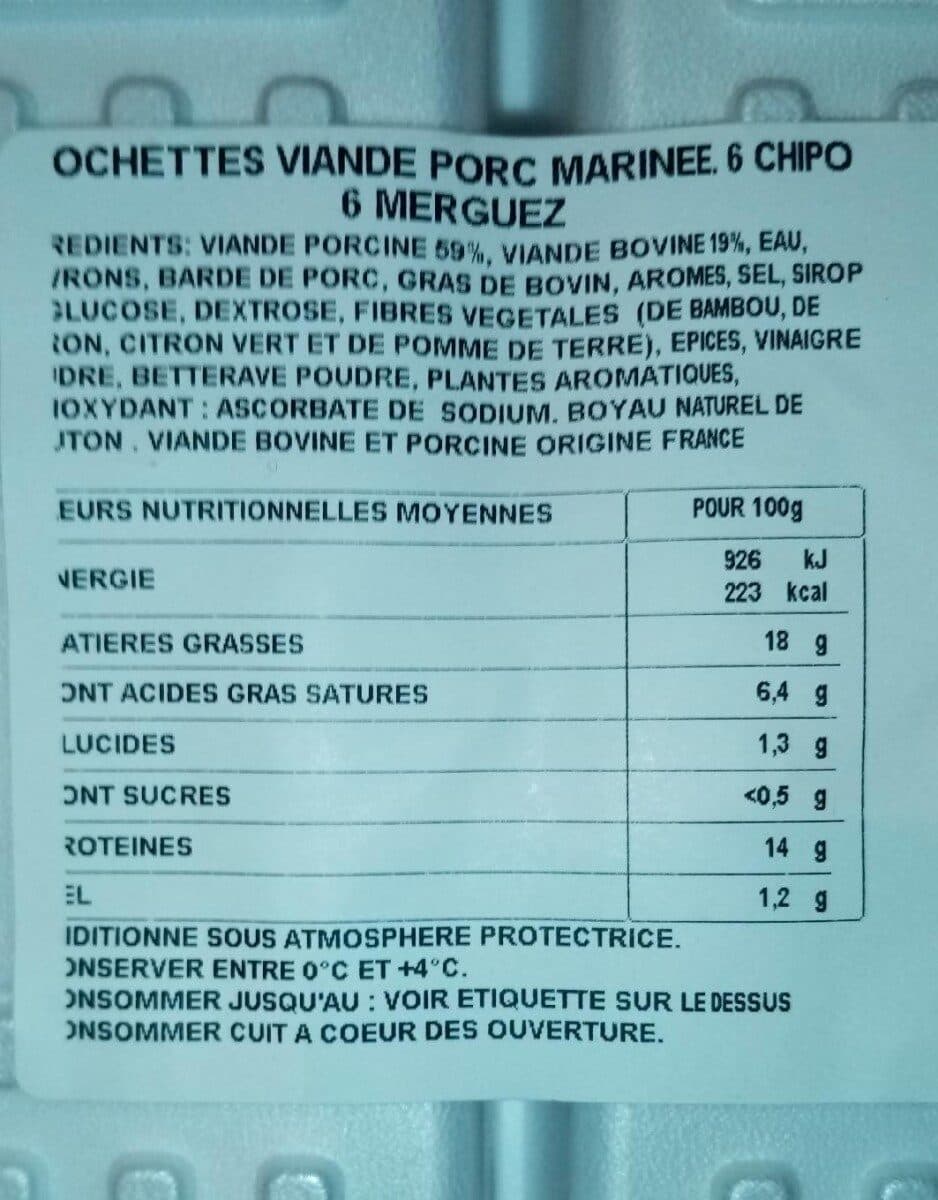 Open Food Facts Brochettes de porc & mini saucisses, spécial barbecue packshot