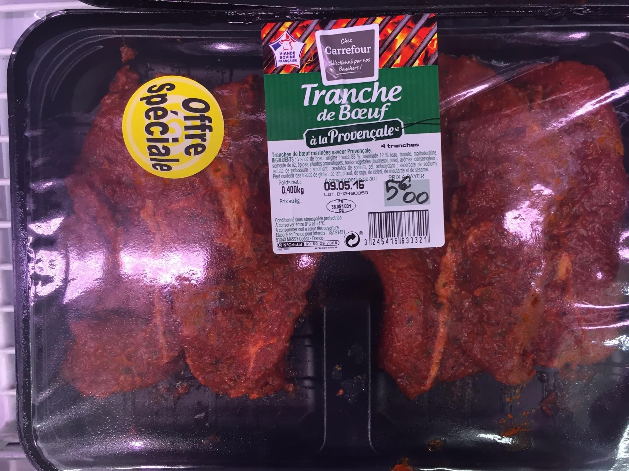 Carrefour Tranches de bœuf à la provencale packshot