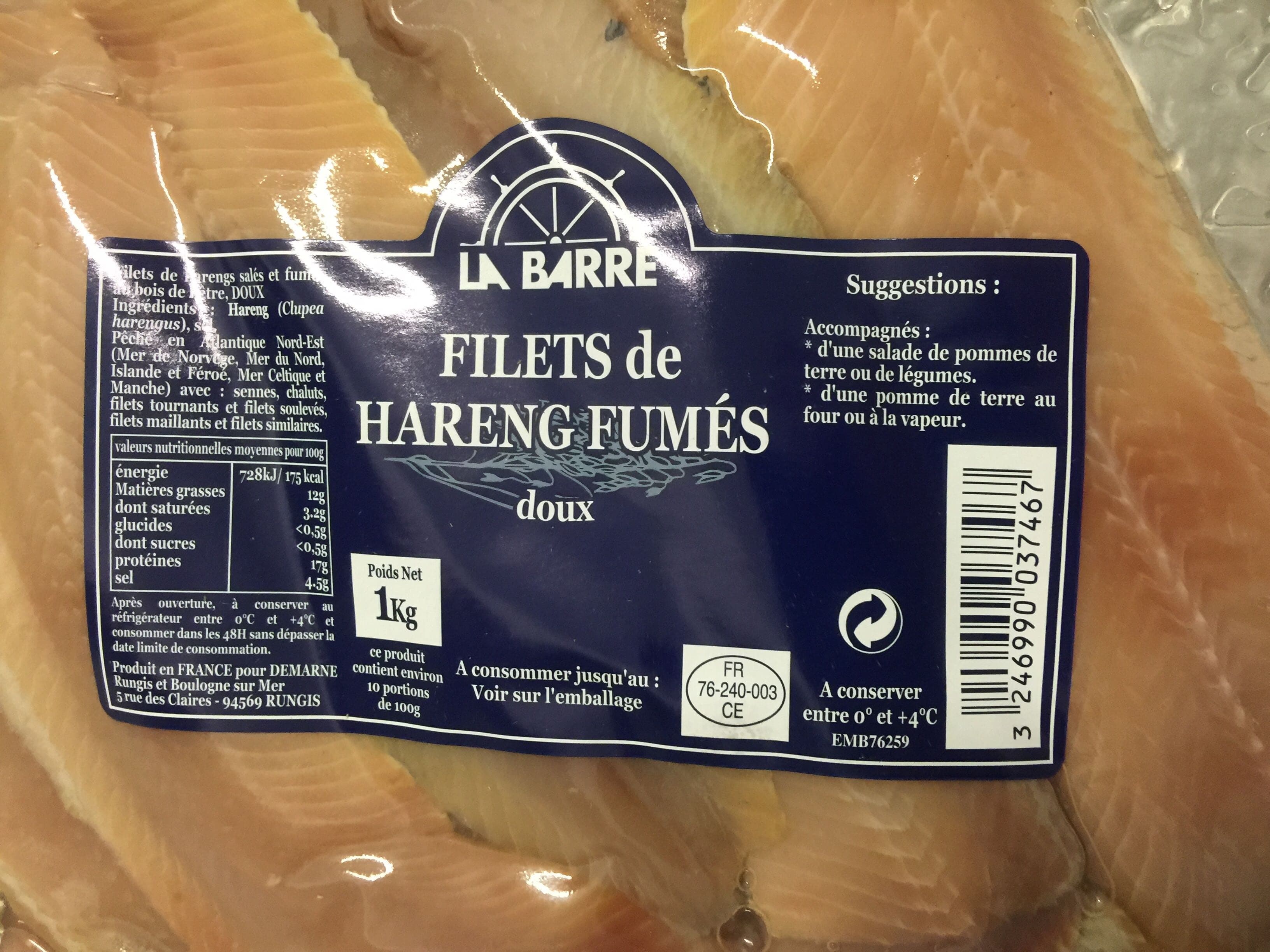 La Barre Filet de Hareng Fumés Doux packshot