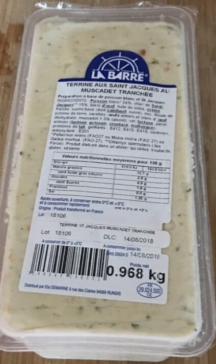 La Barre Terrine aux Saint Jacques au muscadet tranchées packshot