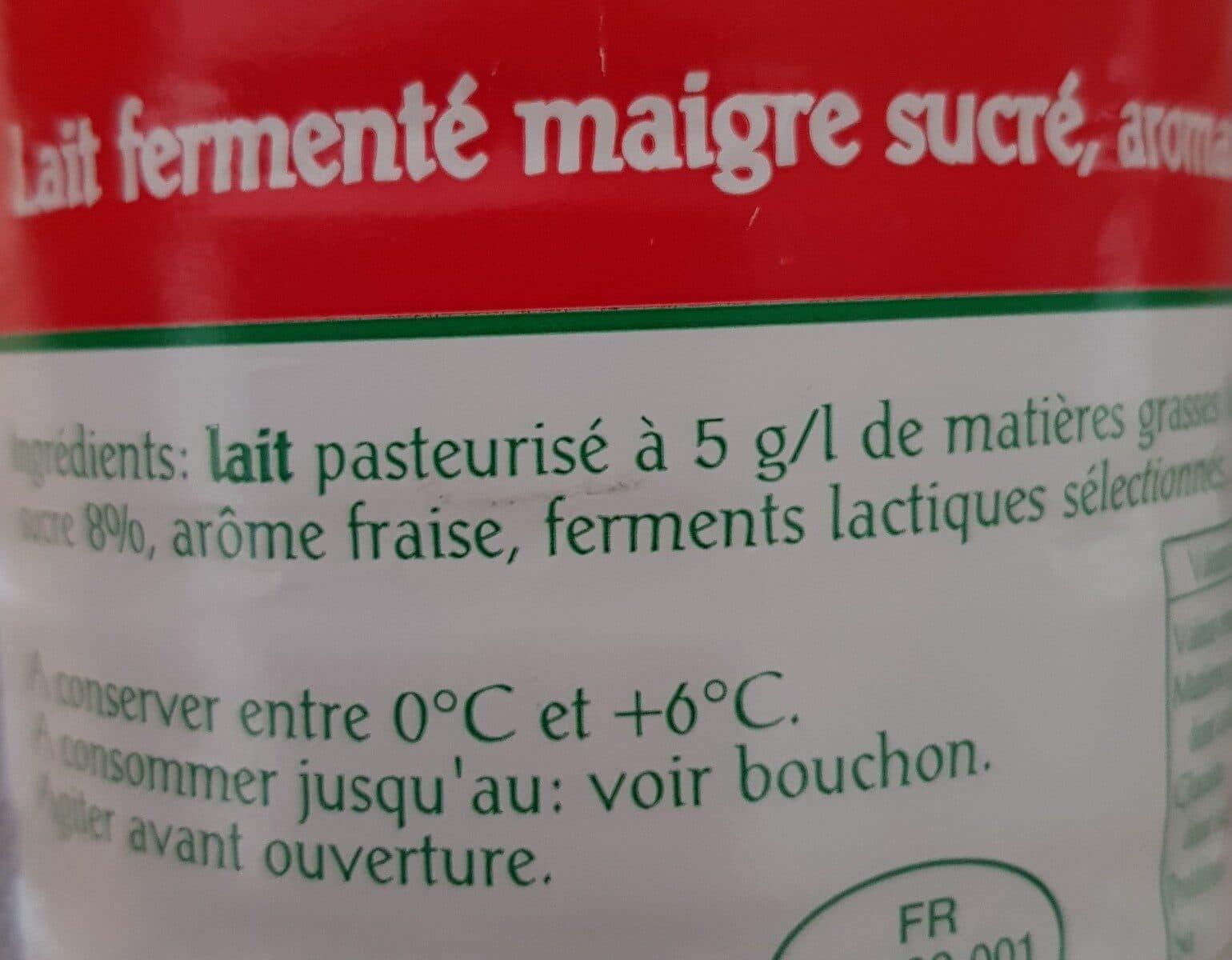 Open Food Facts Laben lait fraise fermenté packshot