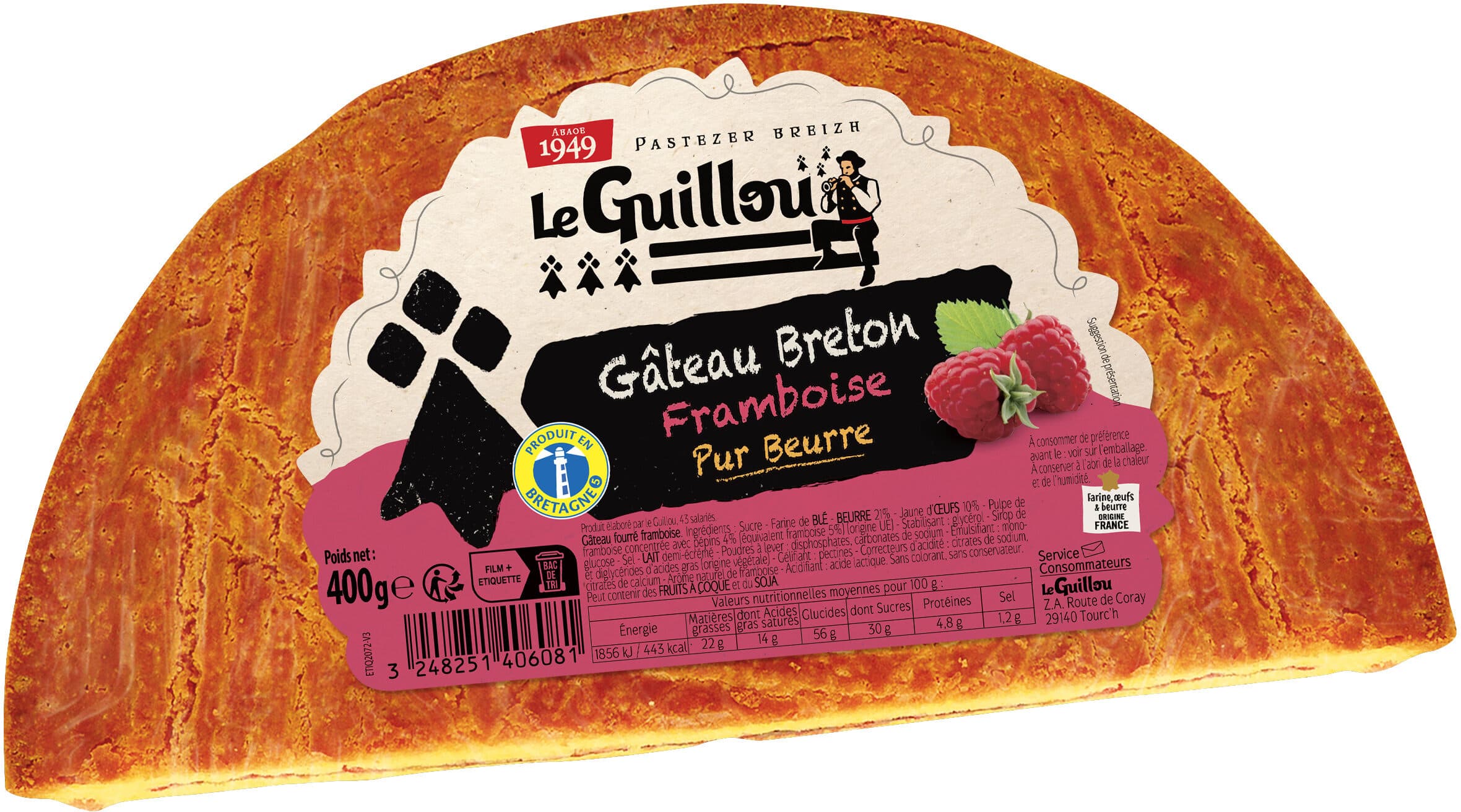 Le Guillou Gâteau breton framboise pur beurre packshot