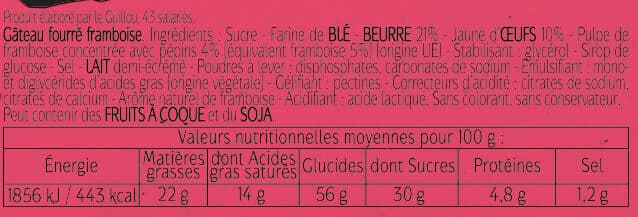 Le Guillou Gâteau breton framboise pur beurre packshot