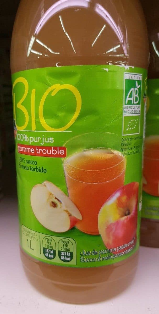 Leader Price 100% pur jus de pomme trouble Bio packshot