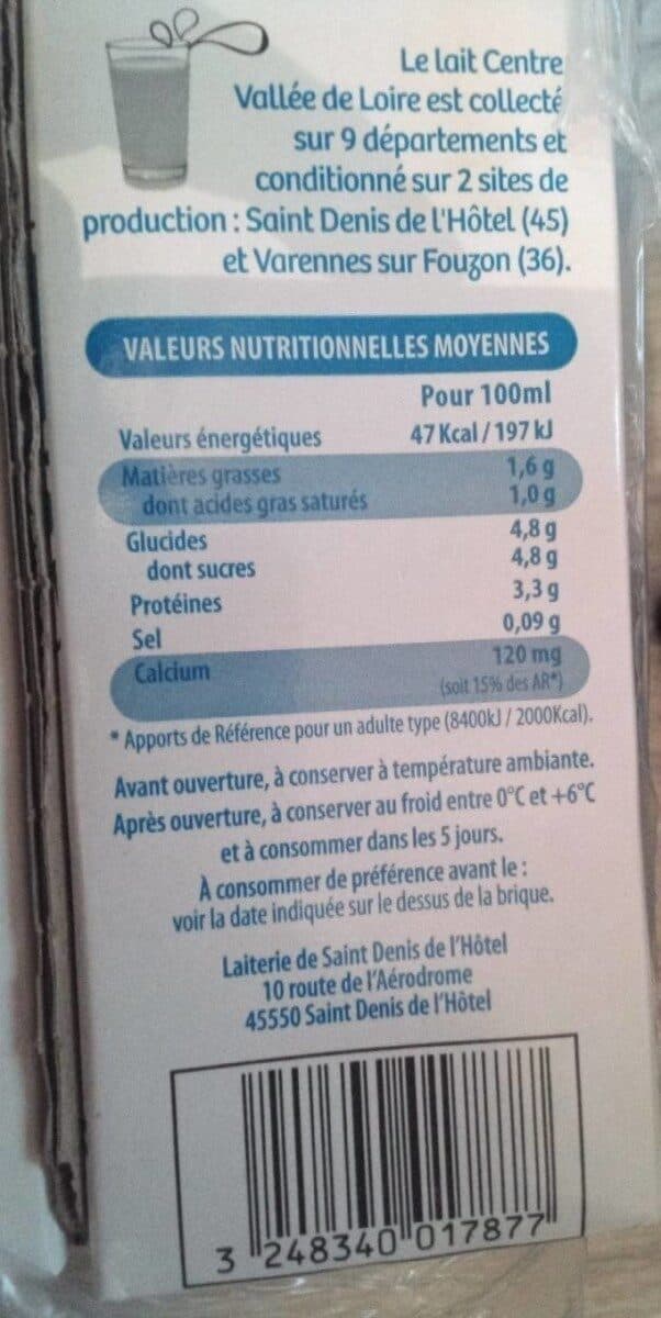 Lait U Lait 1/2 écrémé Val de Loire packshot