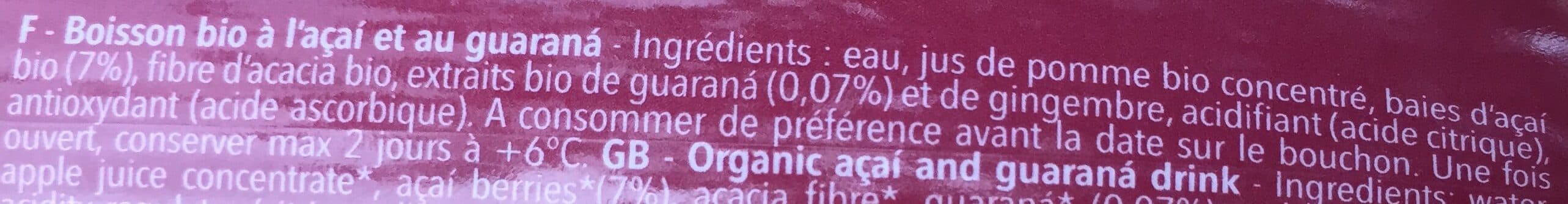 Nossa Boisson "énergie", Baies D'açaí Et Guarana Bio packshot