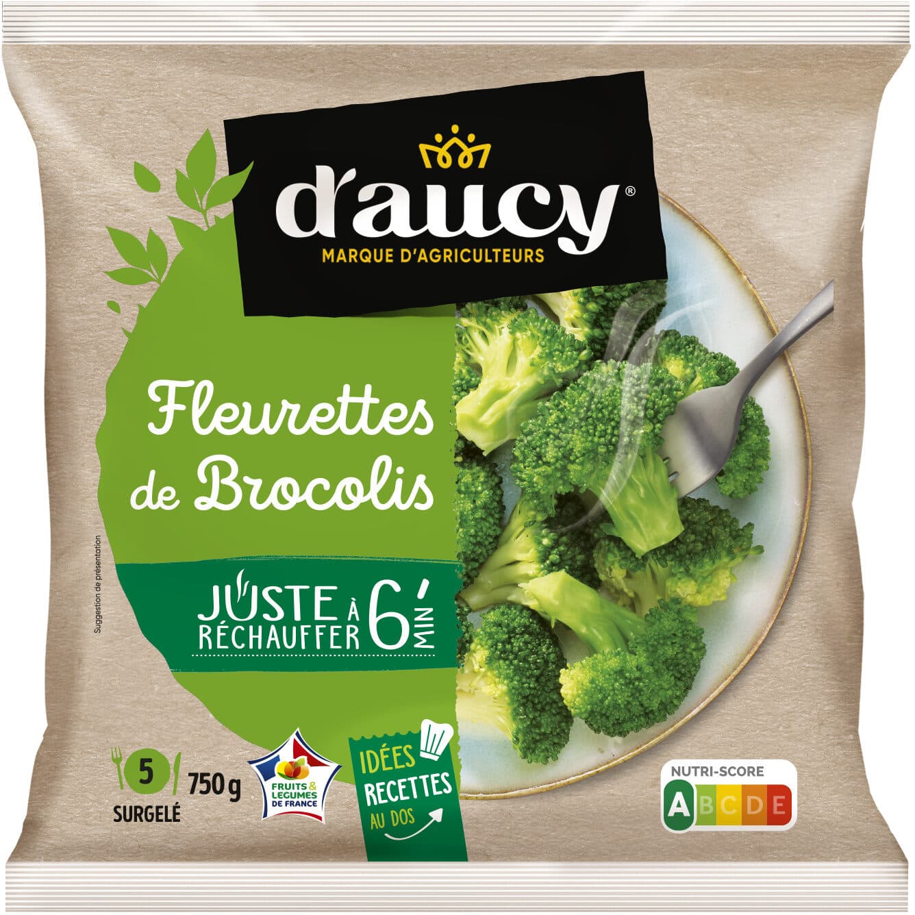D’aucy Brocolis en fleurettes Juste à réchauffer d'aucy 750g packshot