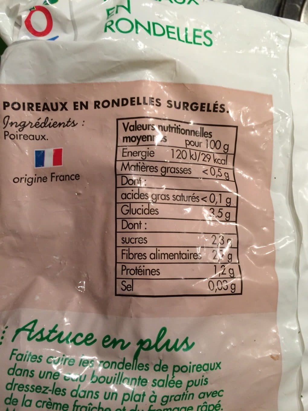 Toupargel Poireaux surgeles packshot
