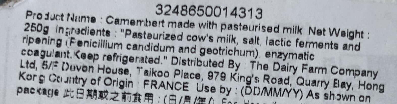 Monoprix Camembert au lait pasteurisé packshot