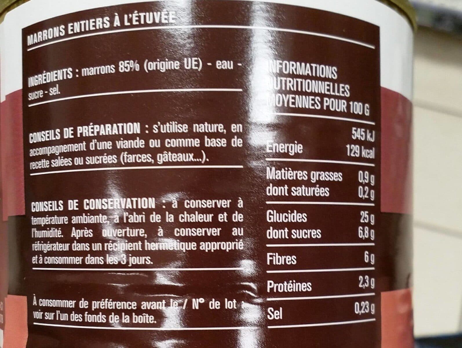 Monoprix Marrons entiers packshot