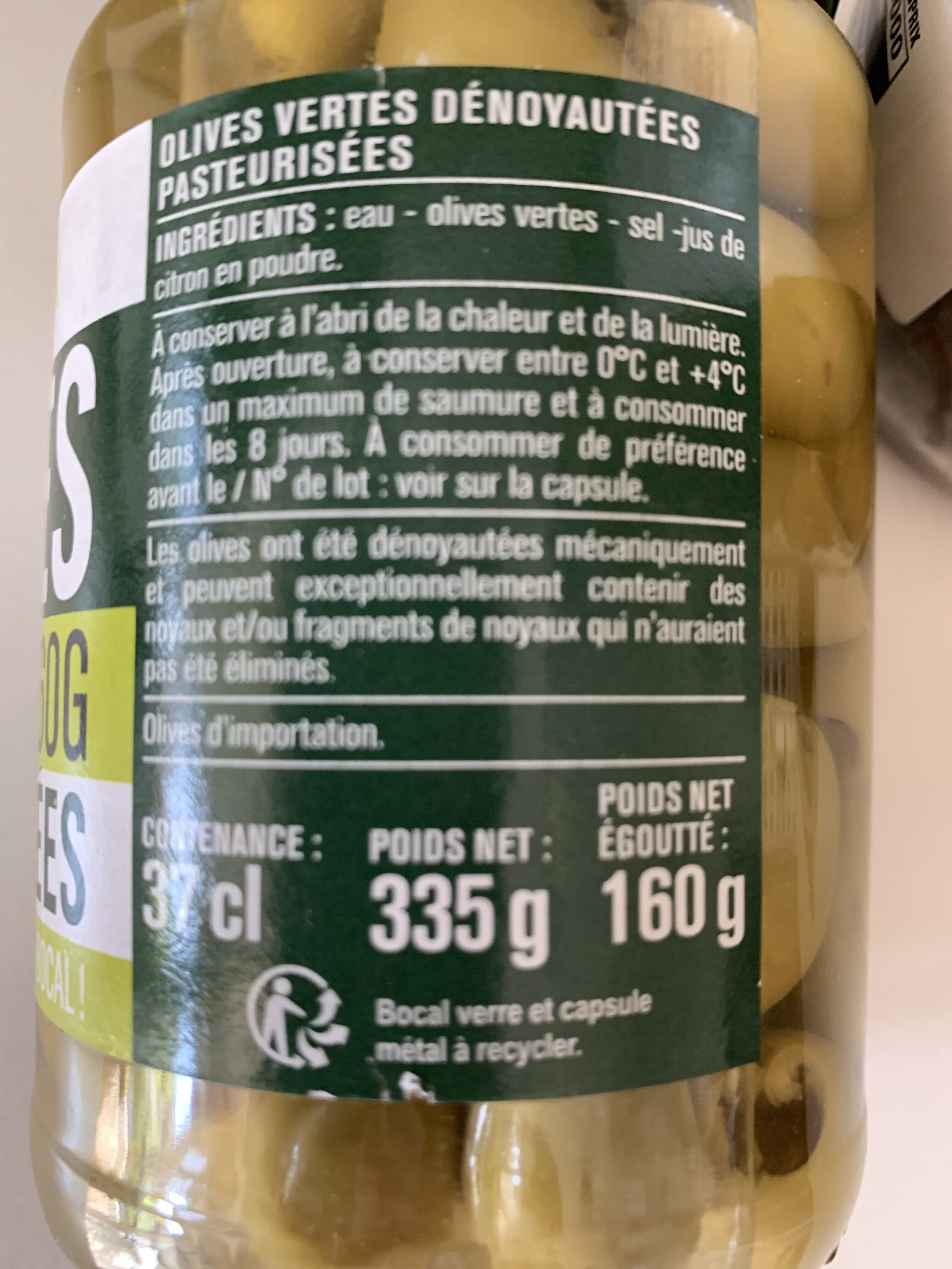Monoprix Olives vertes dénoyautées packshot
